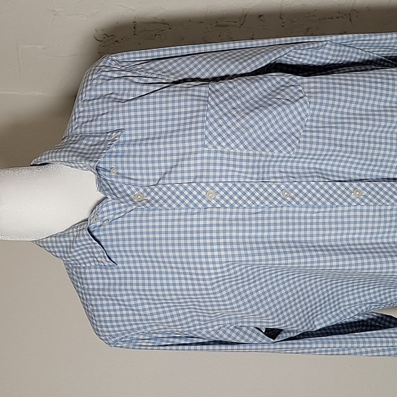 Ben Sherman Shirt Long Sleeve Button Down Gingham Checkered Plaid Blue White L - Picture 4 of 14